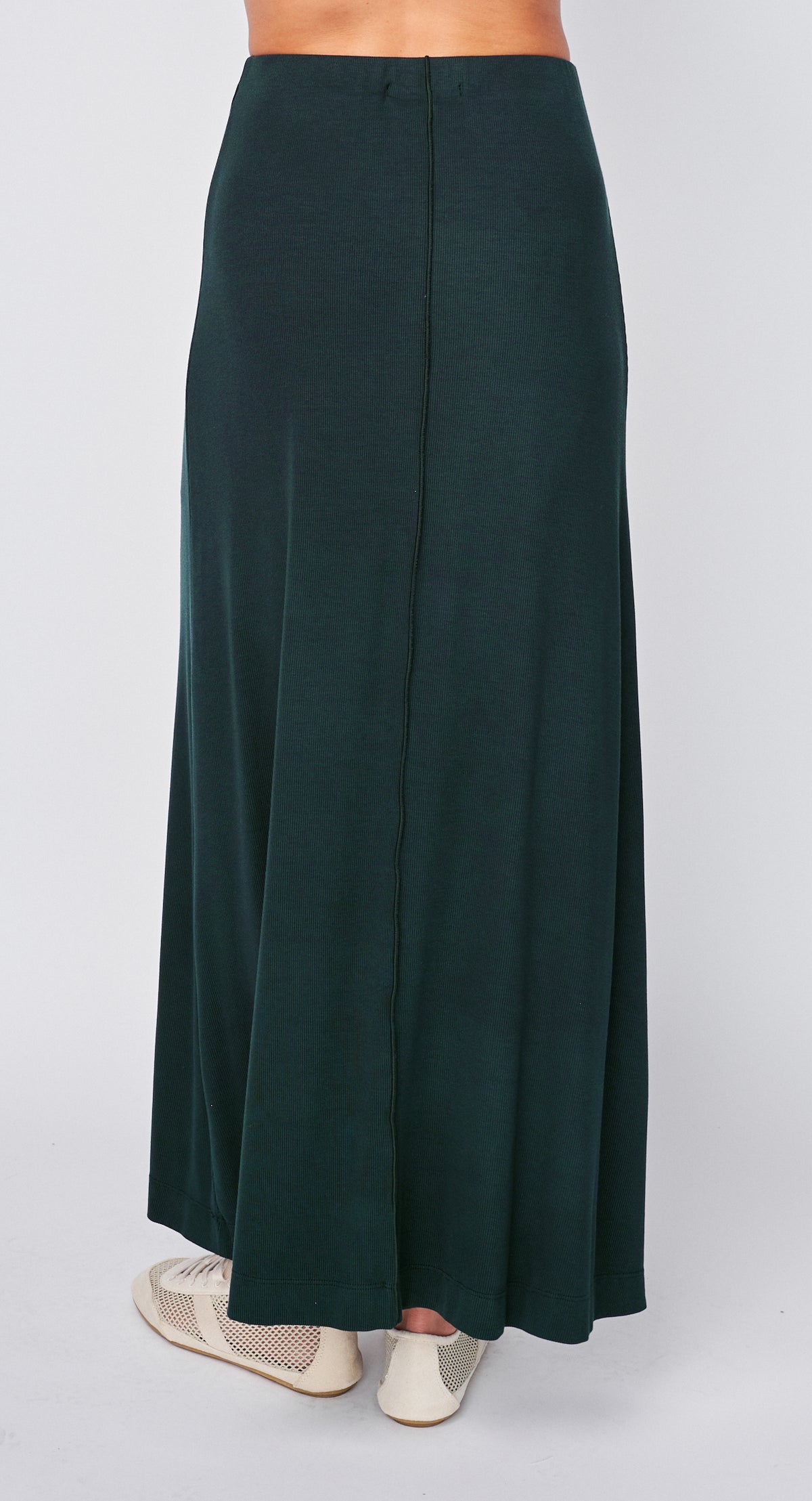 Fine 2X1 Rib A-Line Maxi Skirt in Everfall - M - Shop STATESIDE Skirts