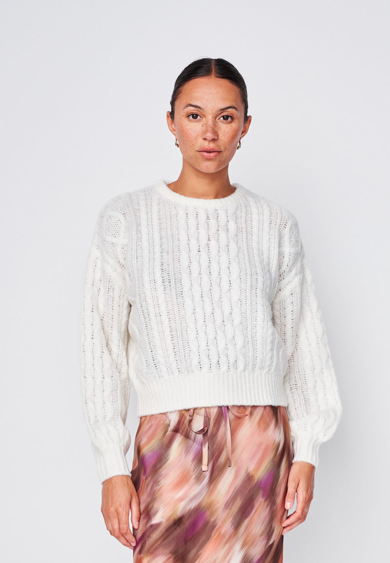 Cable Pullover Sweater in Cream