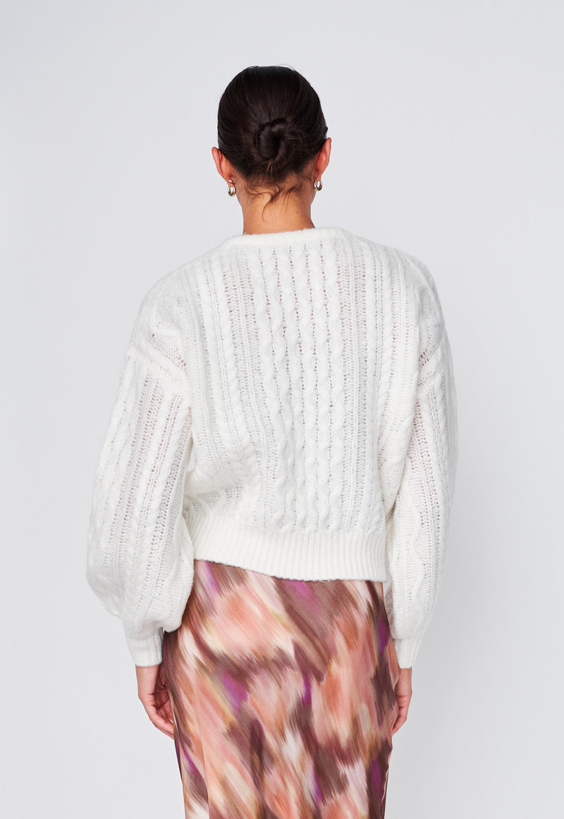 Cable Pullover Sweater in Cream