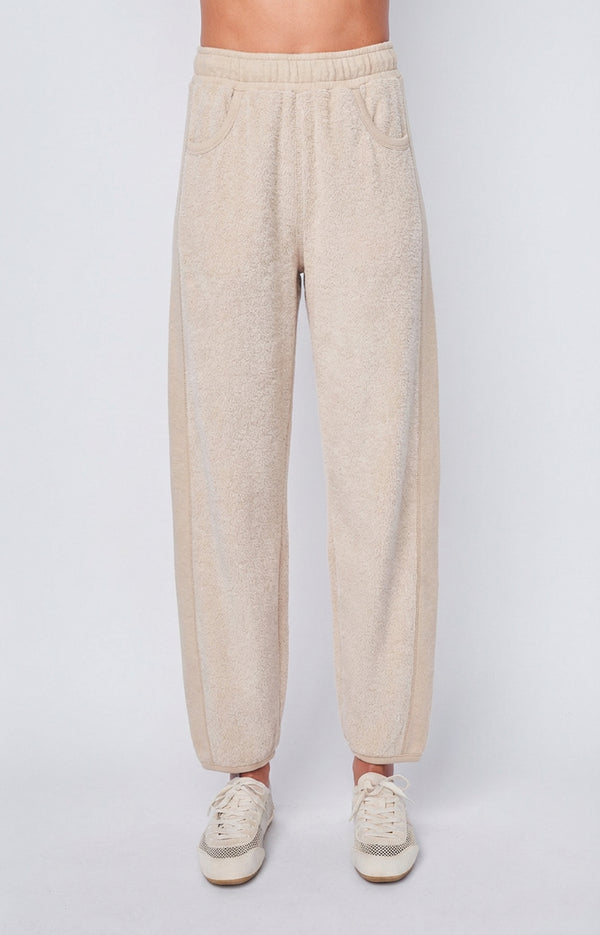 Plush Fleece Barrel Pant in Cream