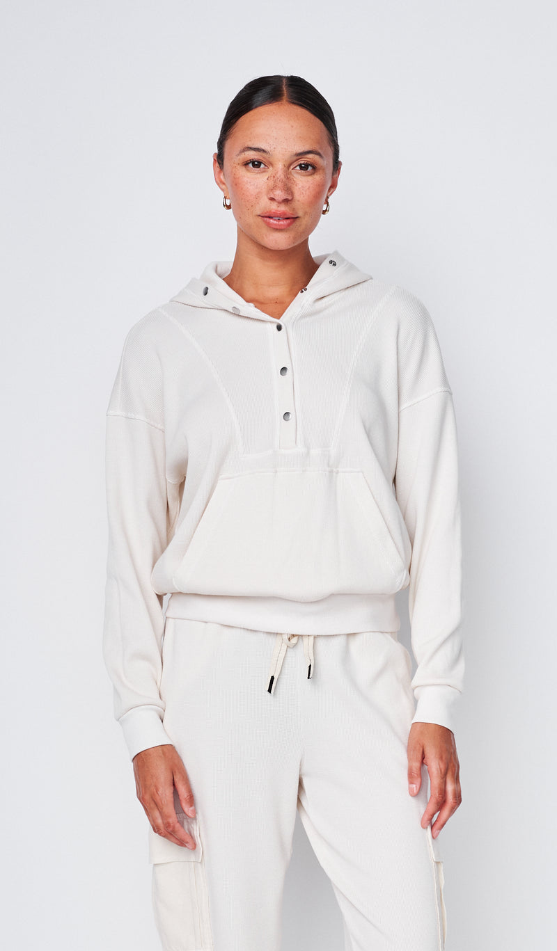 Micro Thermal Hood Pullover in Cream