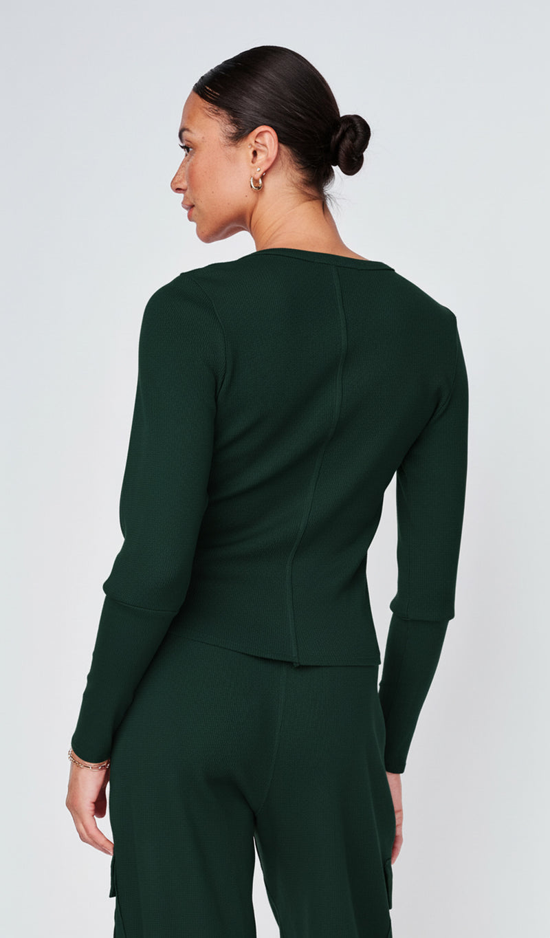 Micro Thermal Raw Hem Pullover in Everfall