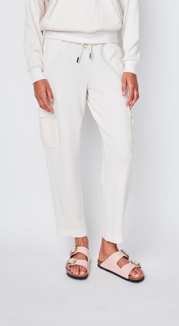 Micro Thermal Cargo Pants in Cream