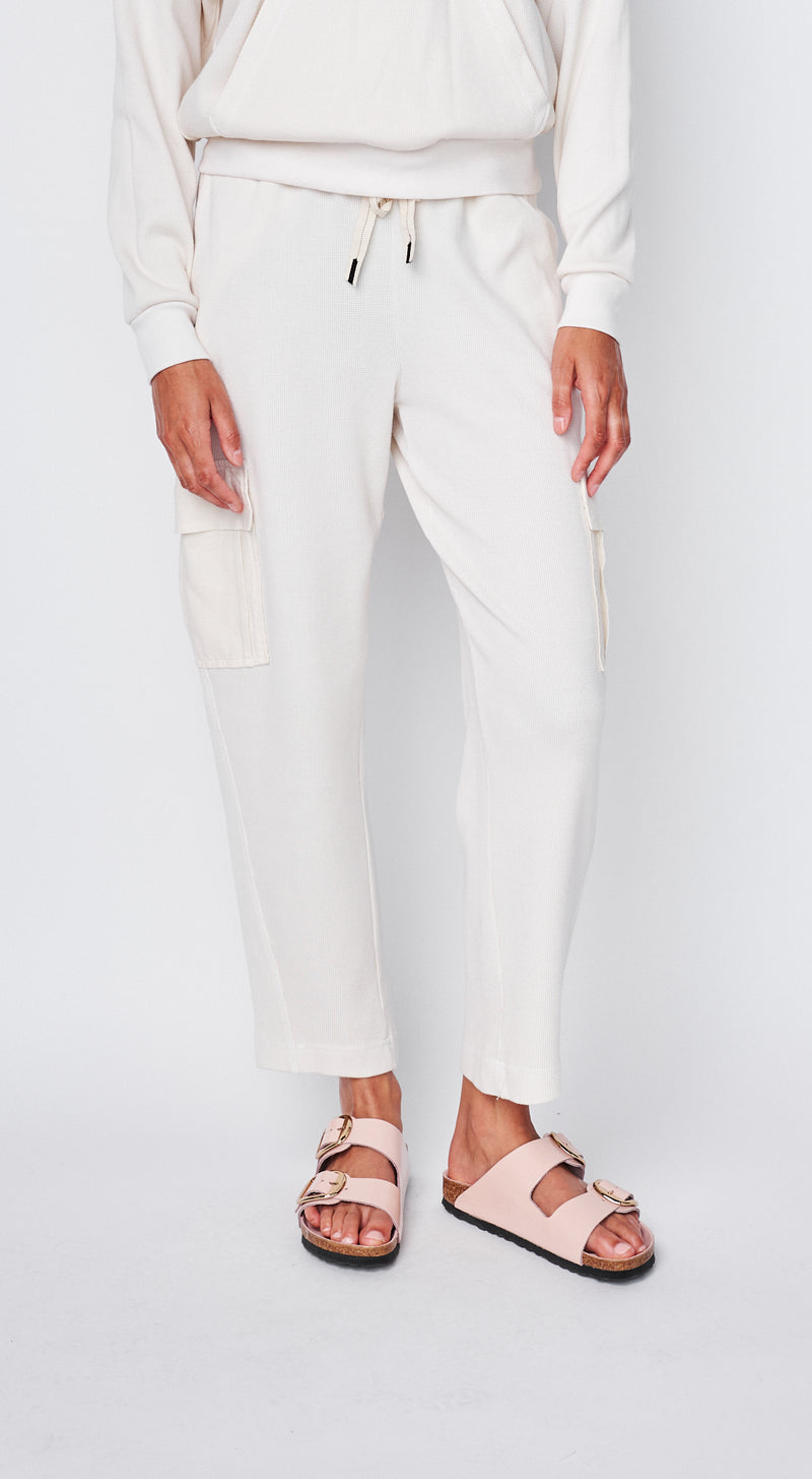 Micro Thermal Cargo Pants in Cream