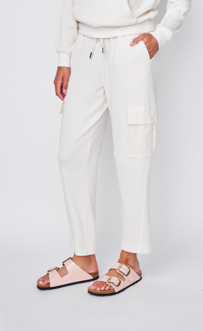 Micro Thermal Cargo Pants in Cream