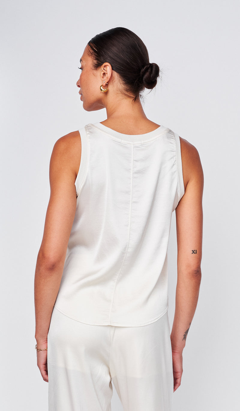 Cosmo Satin Sleeveless Top in Cream