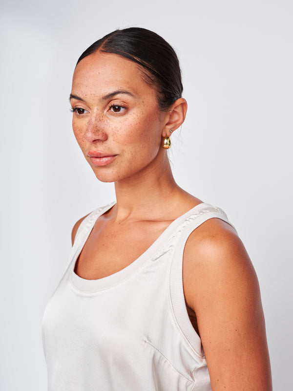 Cosmo Satin Sleeveless Top in Cream