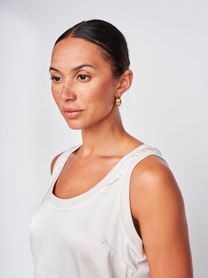 Cosmo Satin Sleeveless Top in Cream