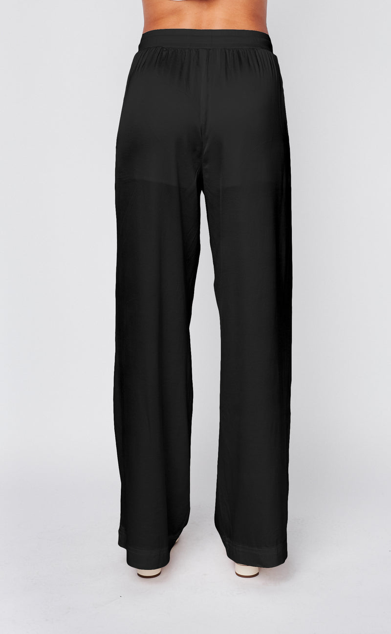 Cosmo Satin Drawstring Pant in Black