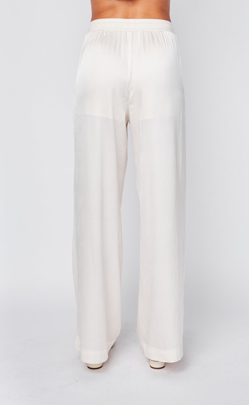 Cosmo Satin Drawstring Pant in Cream