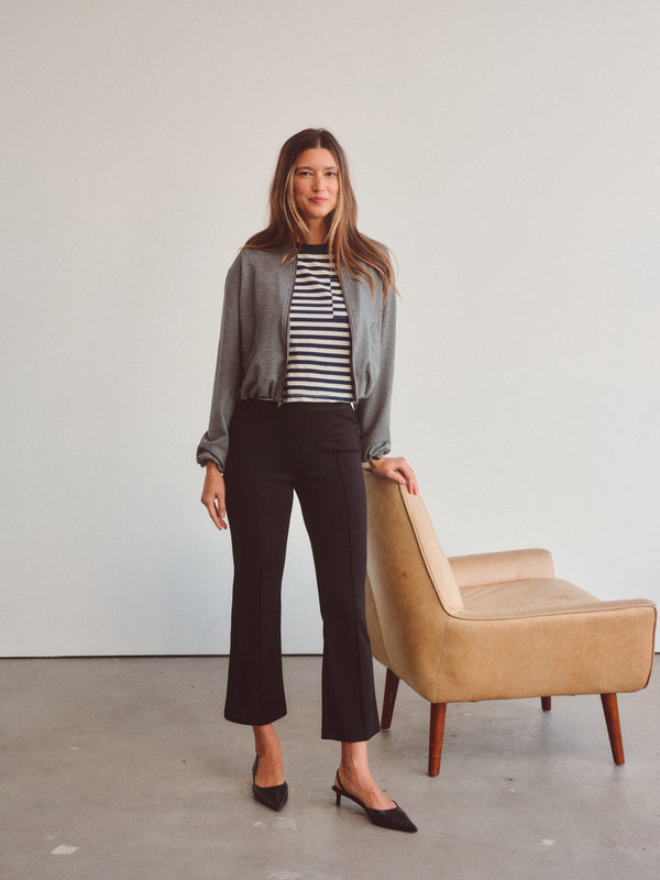 Preppy Stripe Boxy Tee in Cream