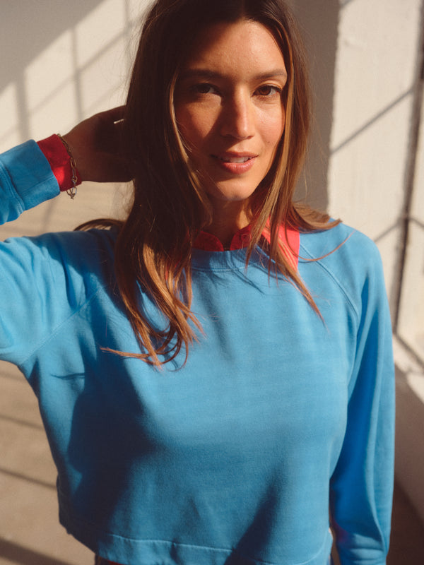Softest Fleece Crewneck Pullover in Blue Topaz