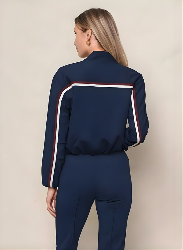 Luxe Ponte Bomber Jacket in New Navy