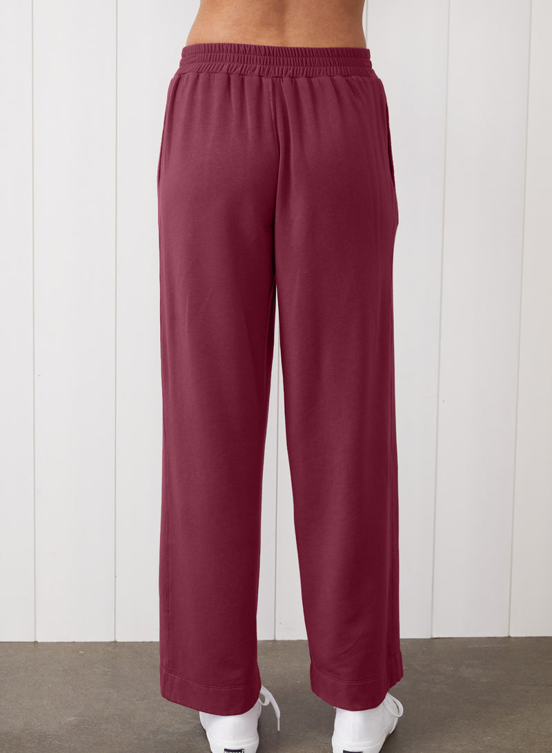 Softest Fleece Snap Wide Leg Pant in Cassis