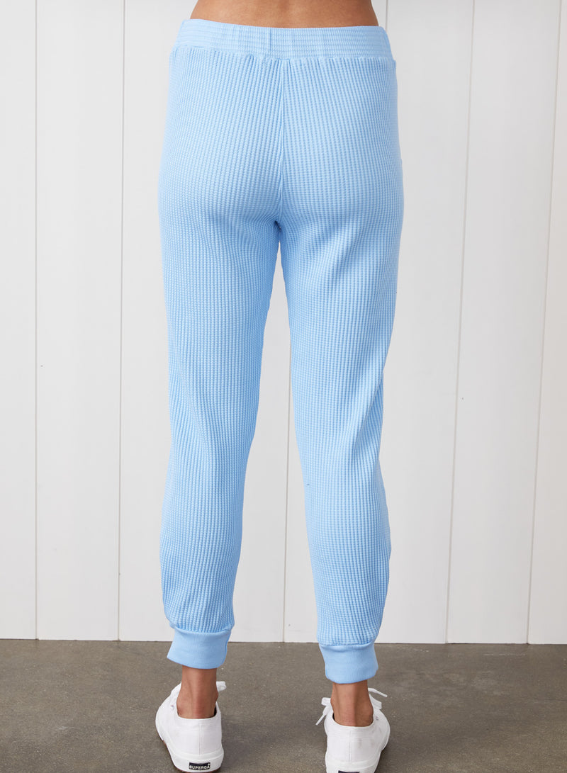 Luxe Thermal Jogger With Pleated Hem in Clear Sky - back view