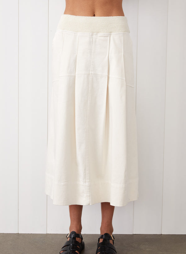 Cava Twill Skirt in Cream - front view 