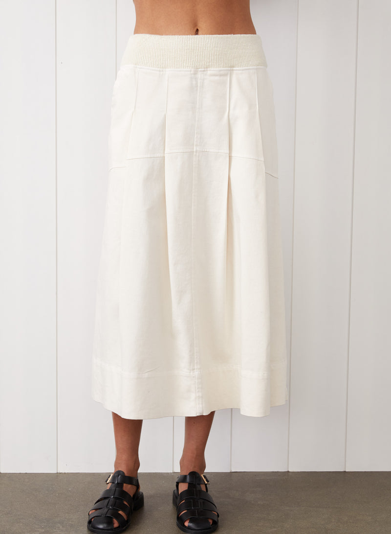 Cava Twill Peacoat & Skirt Set in Cream