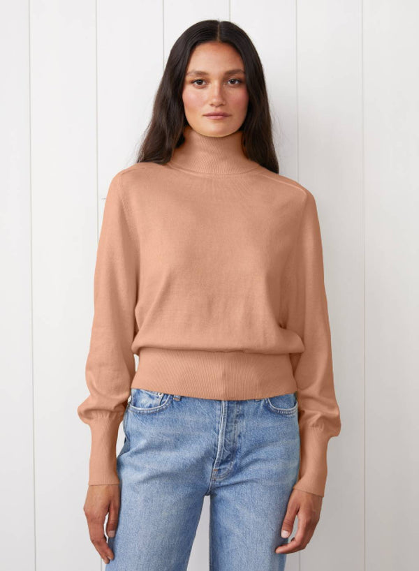 Saddles Shoulder Sweater in Cafe Latte - front view