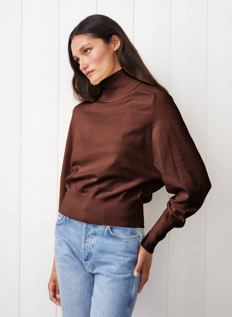 Saddles Shoulder Sweater in Cafe Latte