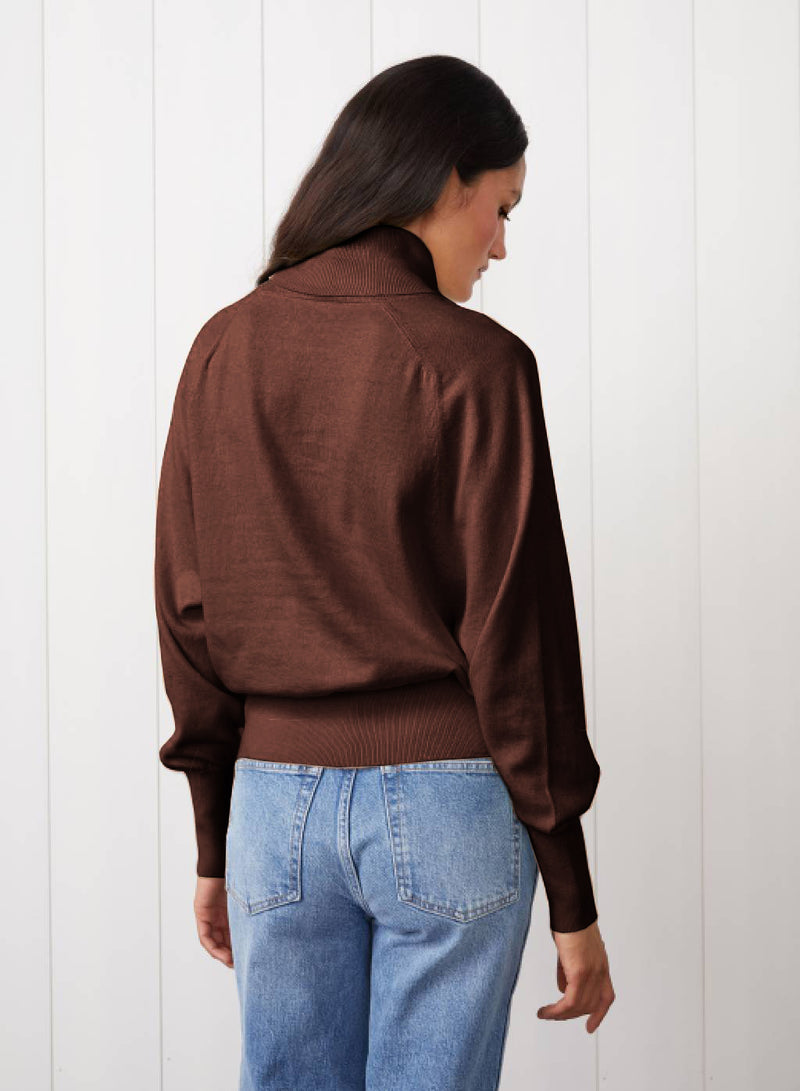 Saddles Shoulder Sweater in Cafe Latte