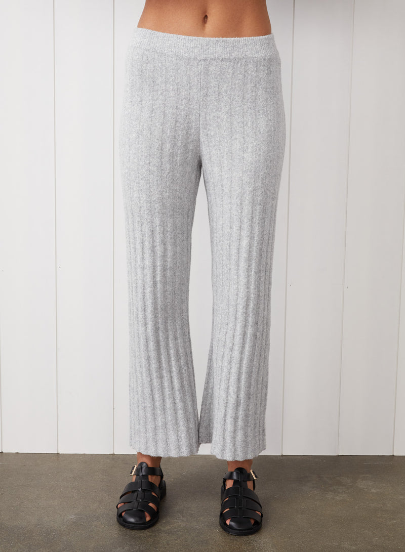 6x6 Rib Turtleneck & Pant Set in Heather Grey