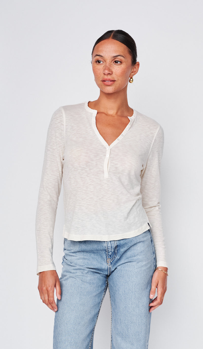 Supima Slub Jersey Henley in White