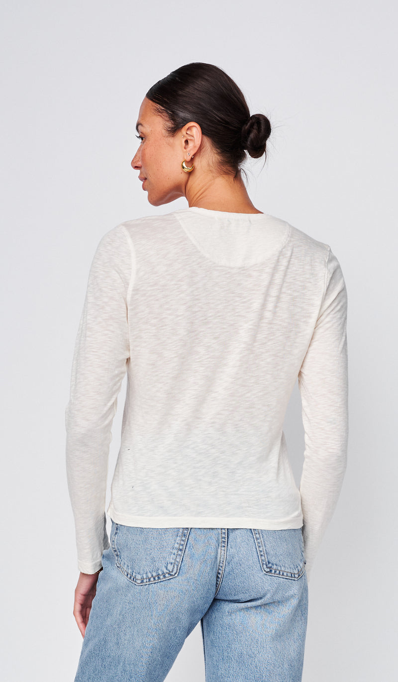 Supima Slub Jersey Henley in White