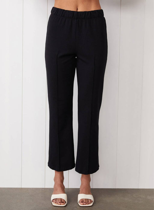 Ponte Cropped Kick Flare Pant in Black