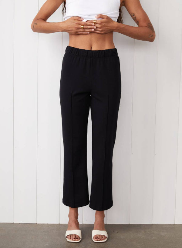 Ponte Cropped Kick Flare Pant in Black