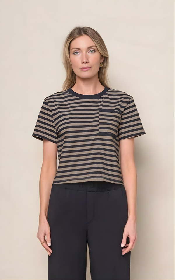 Preppy Stripe Boxy Tee in Thyme