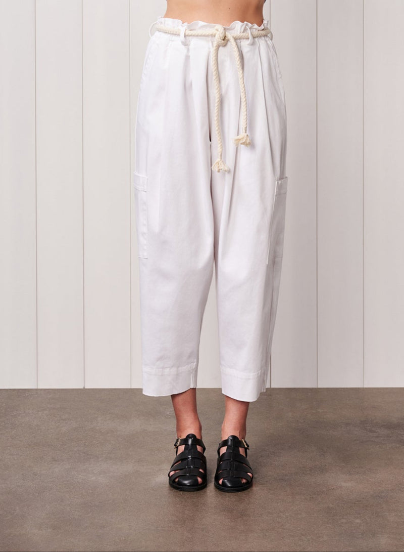 Cava Twill Paperbag Utility Pant in White