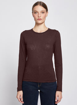 Supima Slub Long Sleeve Crew in Espresso