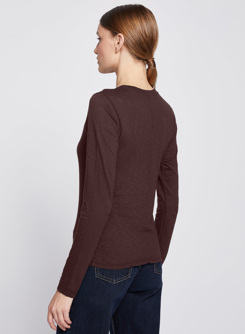 Supima Slub Long Sleeve Crew in Espresso