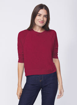 Supima Slub Jersey Sweatshirt Tee in Bordeaux