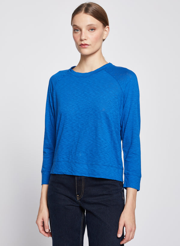 Supima Slub Sweatshirt Tee in True Blue-tilt profile