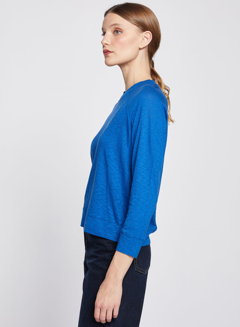 Supima Slub Sweatshirt Tee in True Blue-side view