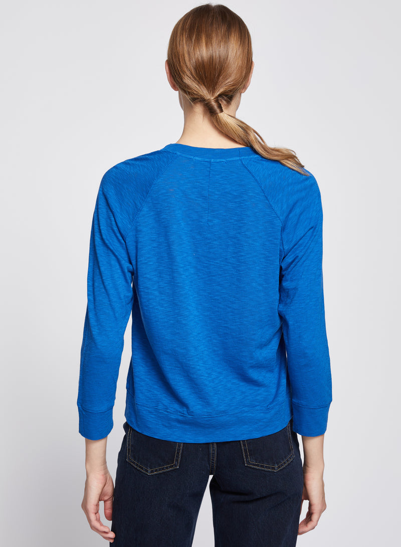 Supima Slub Sweatshirt Tee in True Blue-back view