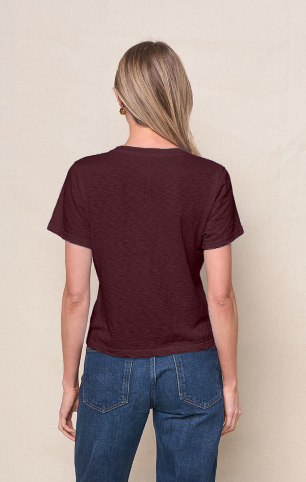 Supima Slub Jersey Short Sleeve Crew in Cabernet