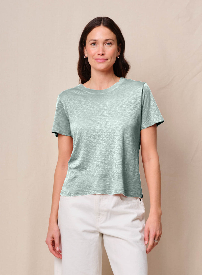 Supima Slub Jersey Short Sleeve Crew in Sea Glass