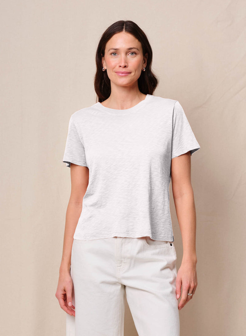 Supima Cotton Slub Short Sleeve Crew in White