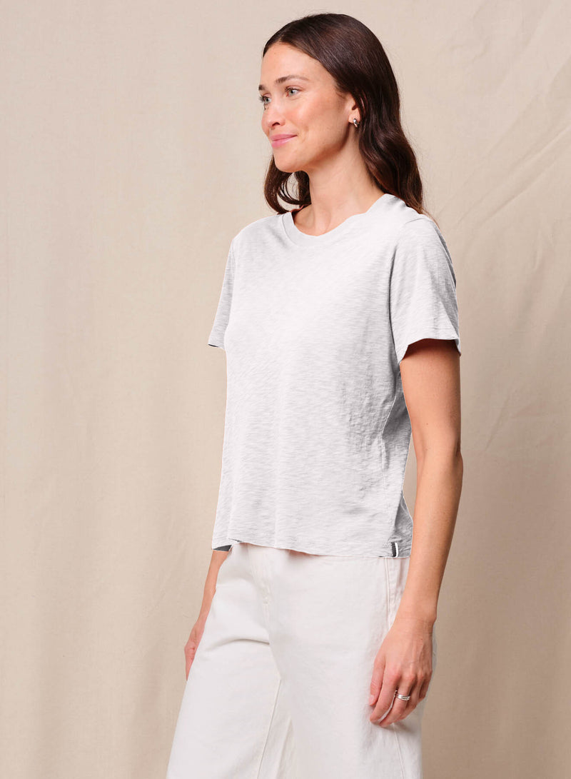 Supima Cotton Slub Short Sleeve Crew in White