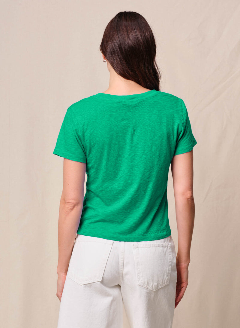 Supima Slub Jersey Short Sleeve V-Neck in Kelly Green