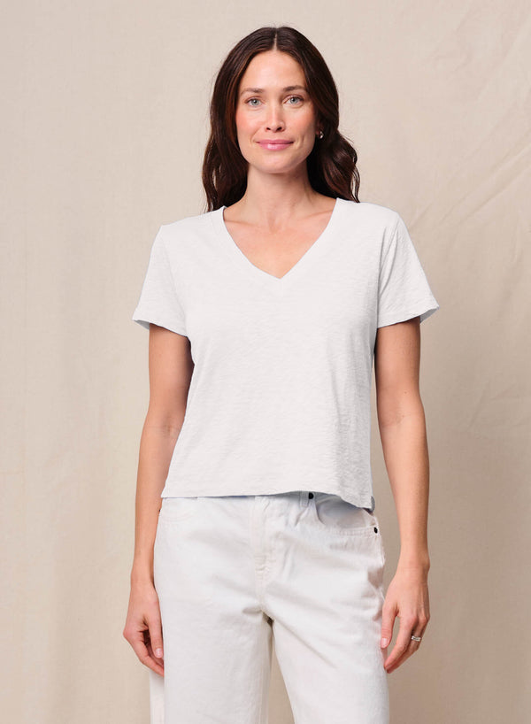 Supima Slub Jersey Short Sleeve V-Neck in White