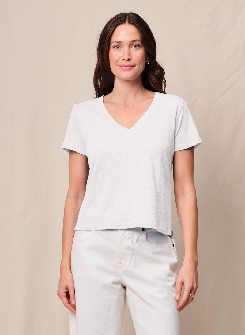 Supima Slub Jersey Short Sleeve V-Neck in White