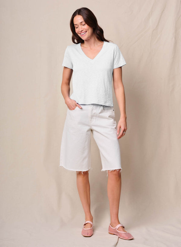 Supima Slub Jersey Short Sleeve V-Neck in White