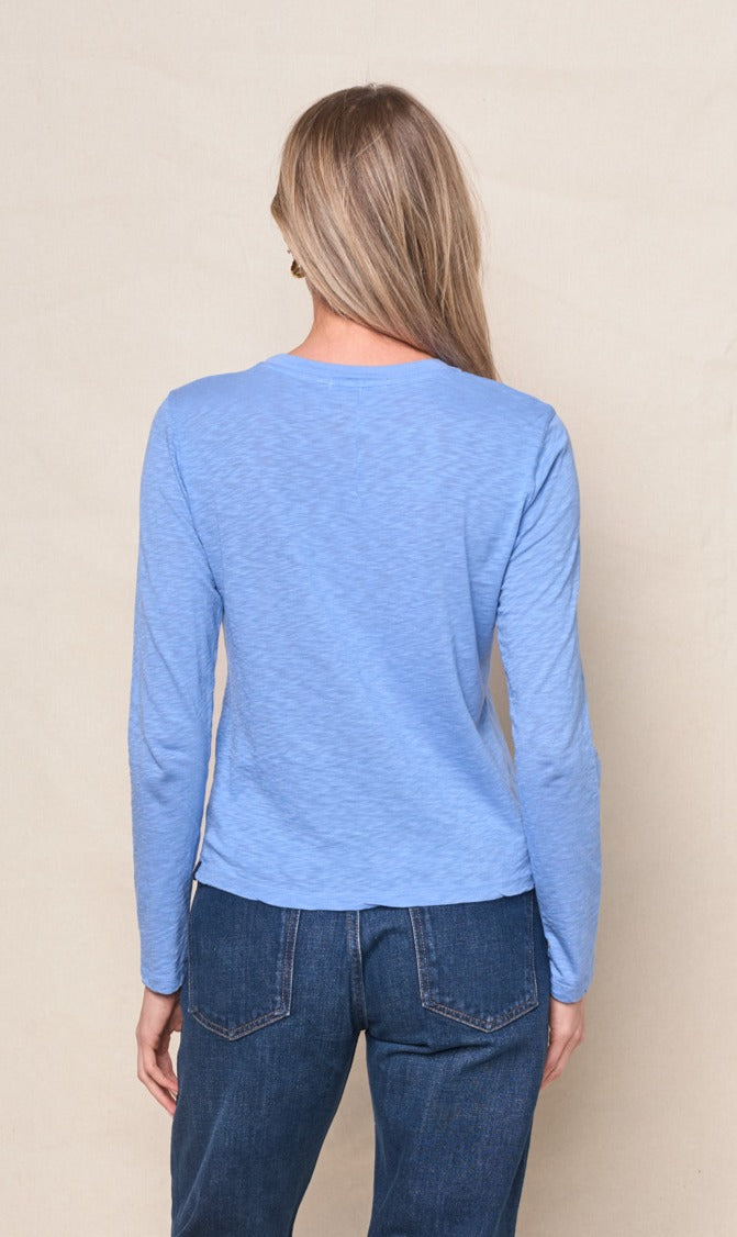 Supima Slub Jersey Long Sleeve Crew in Blue Topaz