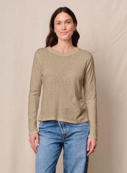 Supima Slub Jersey Long Sleeve Crew in Bay Leaf