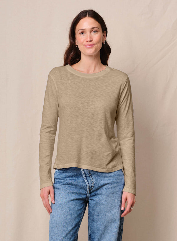 Supima Slub Jersey Long Sleeve Crew in Bay Leaf