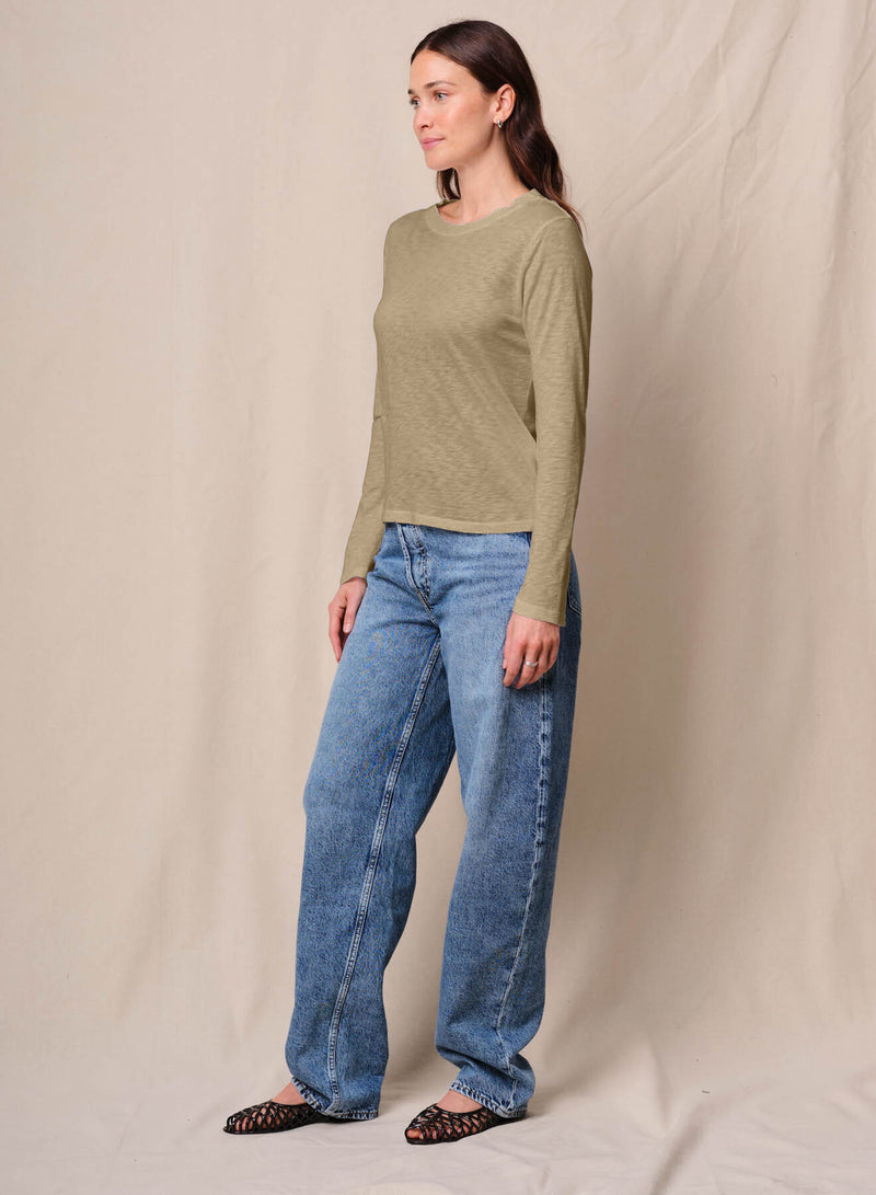 Supima Slub Jersey Long Sleeve Crew in Bay Leaf