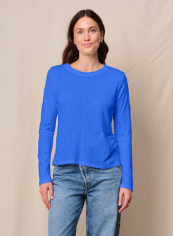 Supima Slub Jersey Long Sleeve Crew in Cobalt